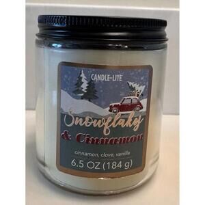 Candle-Lite 6.5oz Jar Candle Snowflaky Cinnamon (cinnamon, clove, vanilla